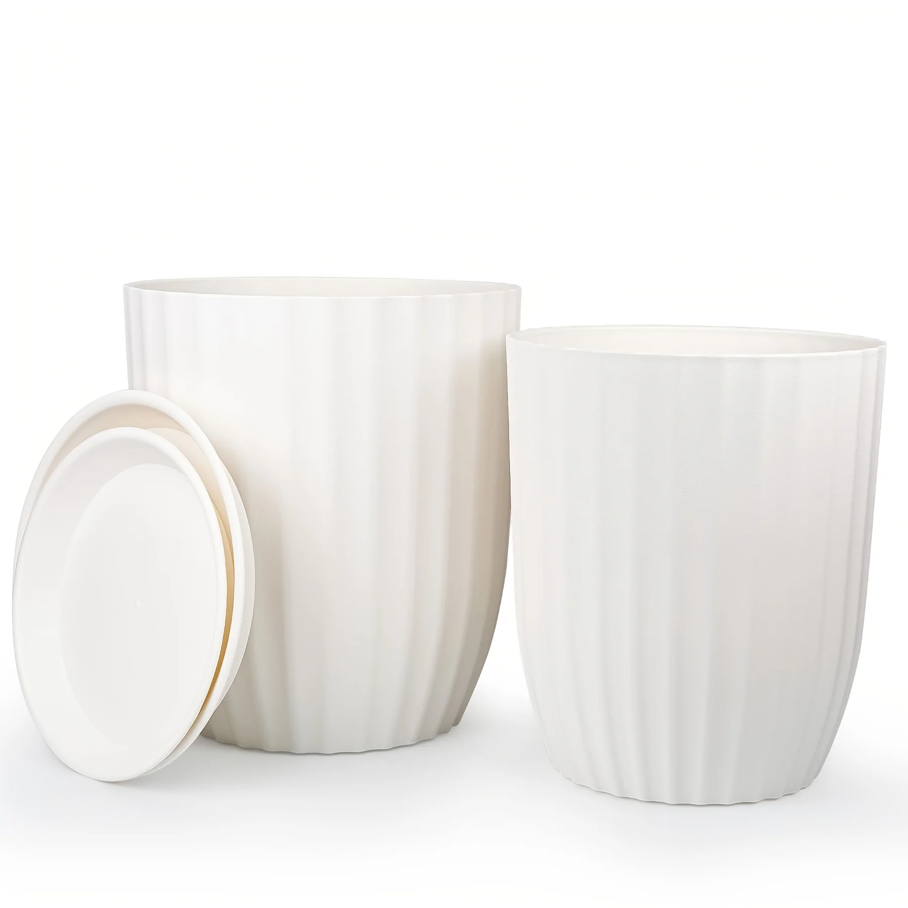 Diameter 14 Inches And 12.3 Inches Different Size Large Planter with Drainage Hole And Saucer, Thickened Planter for Indoor Outdoor Plants